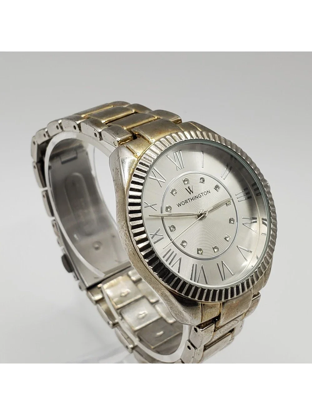 Worthington Quartz Watch 36mm Silver Tone New Battery